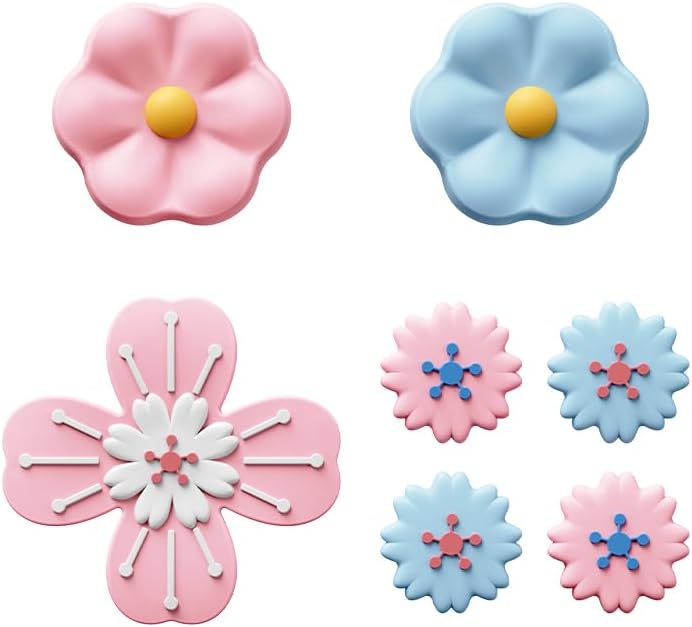 Jemdo Cute Flower Switch Thumb Grip Caps Compatible with Nintendo Switch/OLED/Lite,Soft Silicone Cross D-Pad Button Caps Set,ABXY Key Buttons Joystick Cap Covers Accessories - Image 1